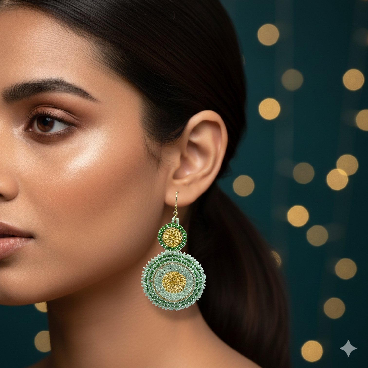 Beaded Medallion Earrings - Image 2