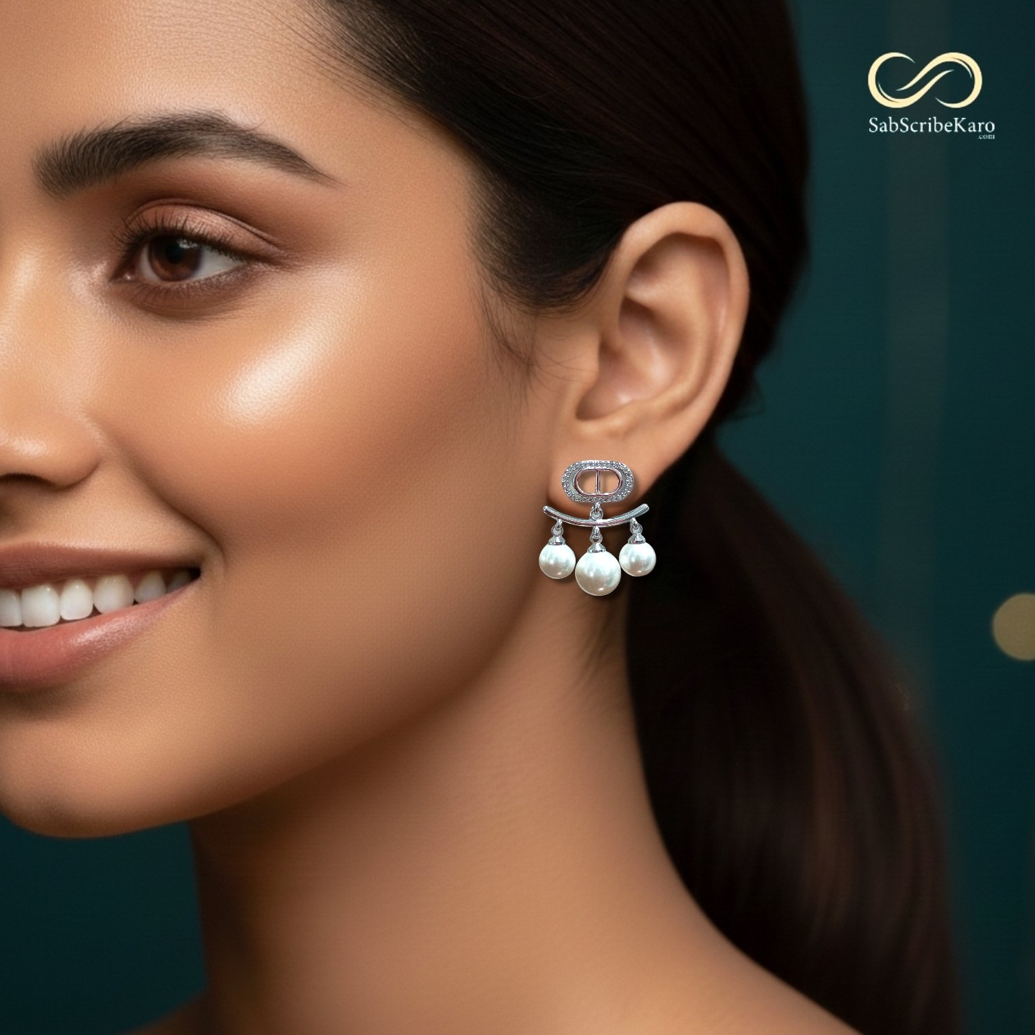 Designer Coin and Pearl Dangler - Image 2