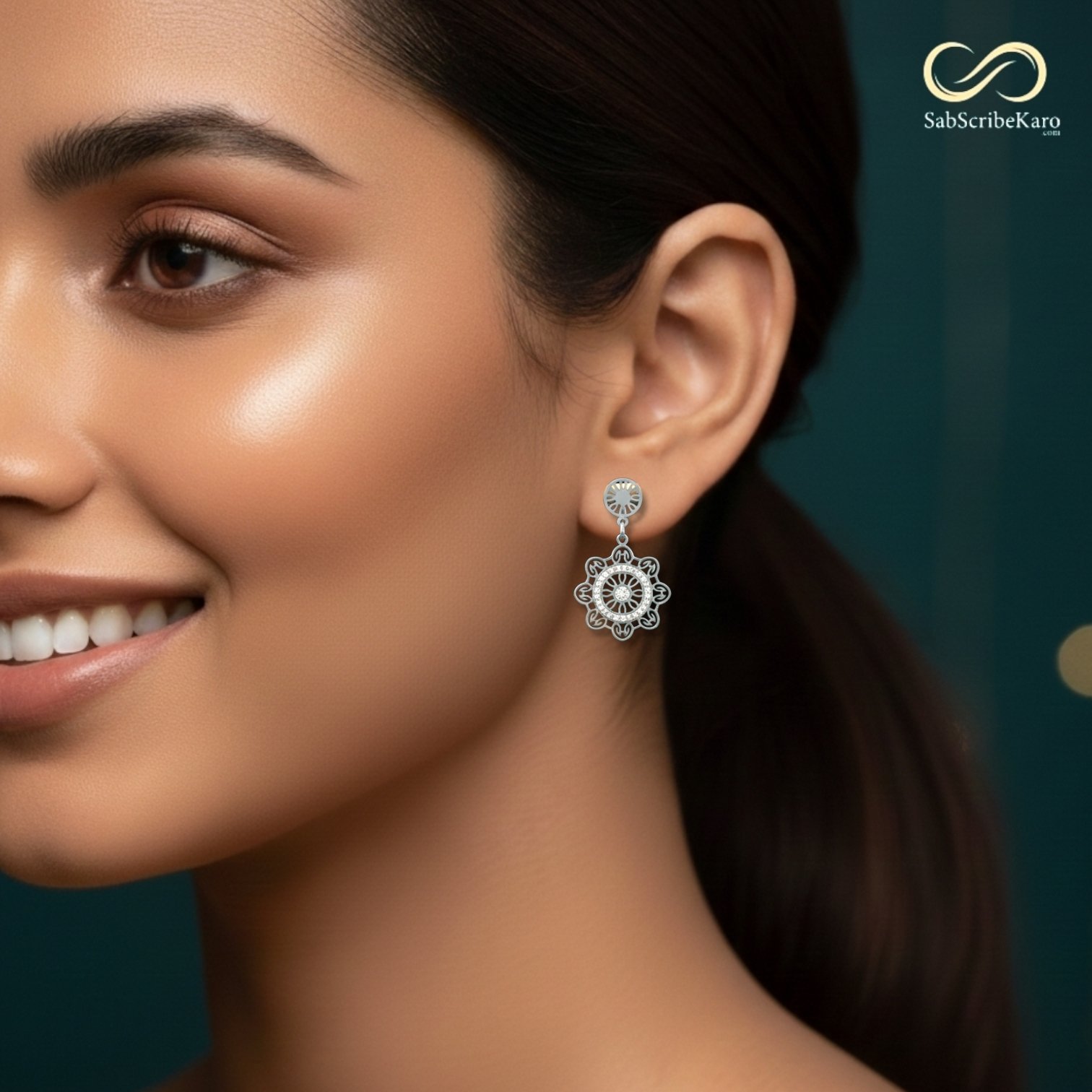 Floral Mandala Dangler Earrings - Image 2