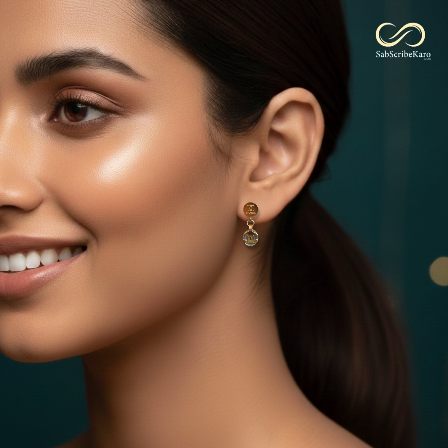 Asymmetrical Logo Drop Earrings - Image 2