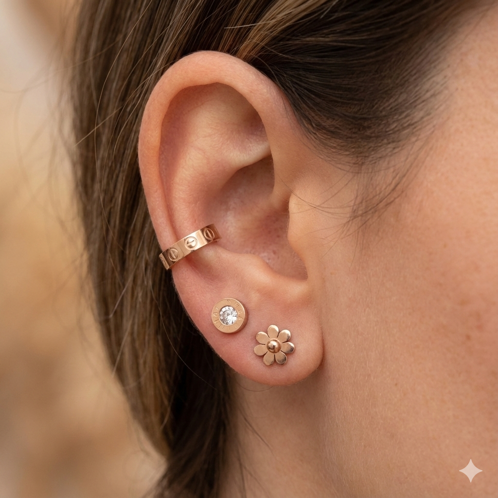 Flower Designed Set of 3 Earrings - Image 2