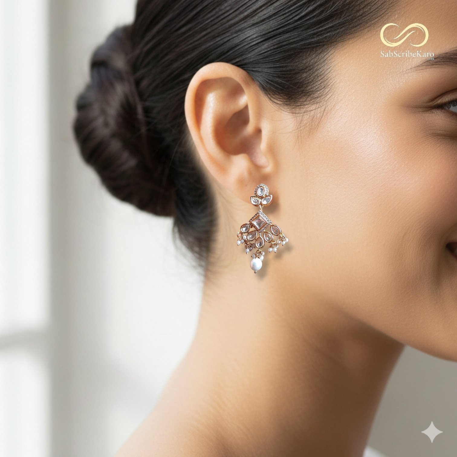 Royal Pearl & Kundan Dangler - Image 2