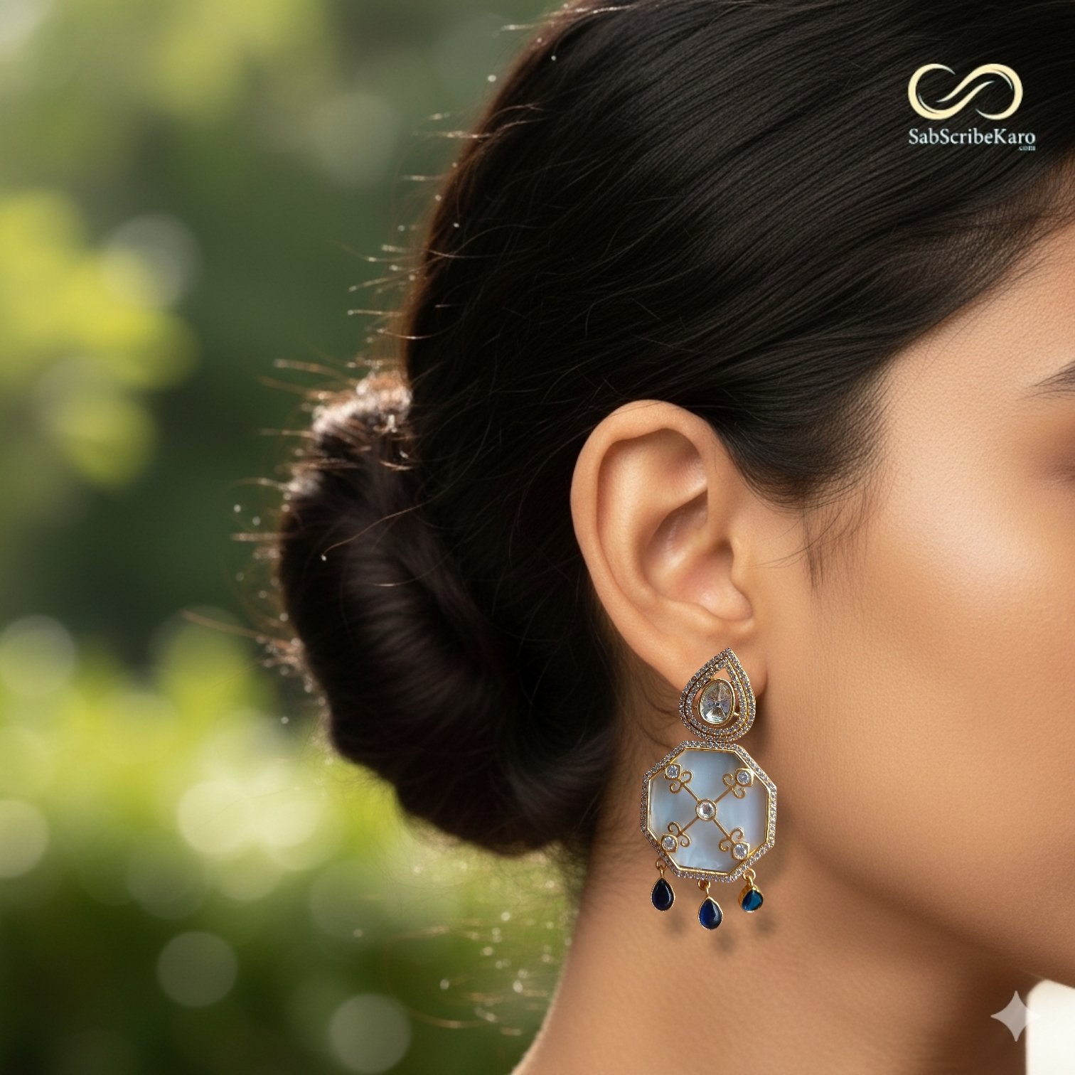 Serene Hexagon Dangler Earrings - Image 2