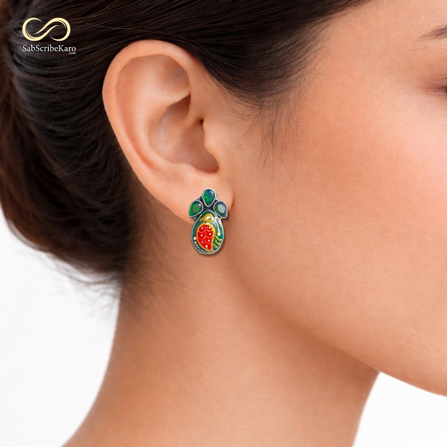 Handpainted Peacock Mini Studs - Image 2